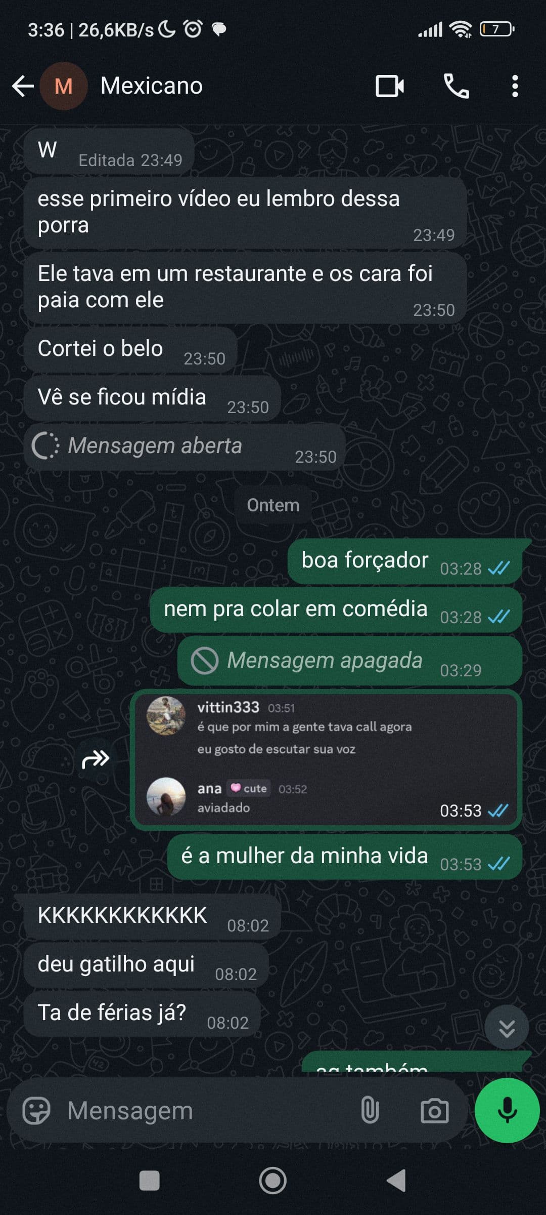 dia que tomei consciência do meu amor rs