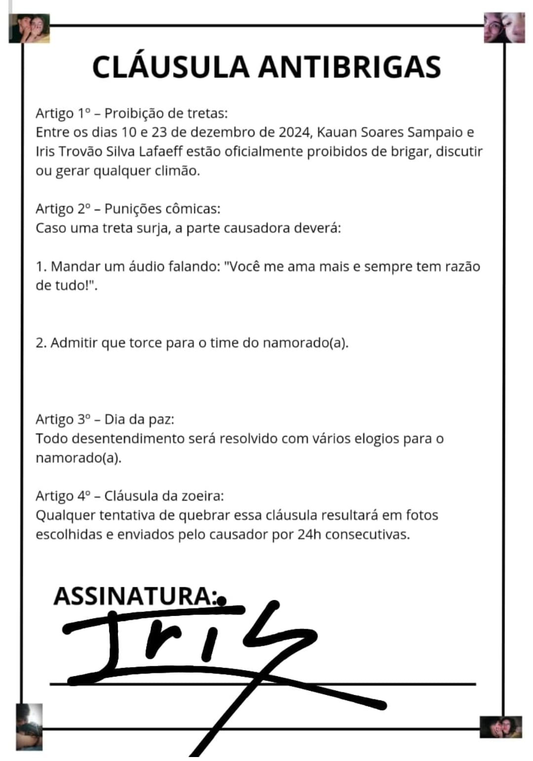 Nossas cláusulas kkkkk